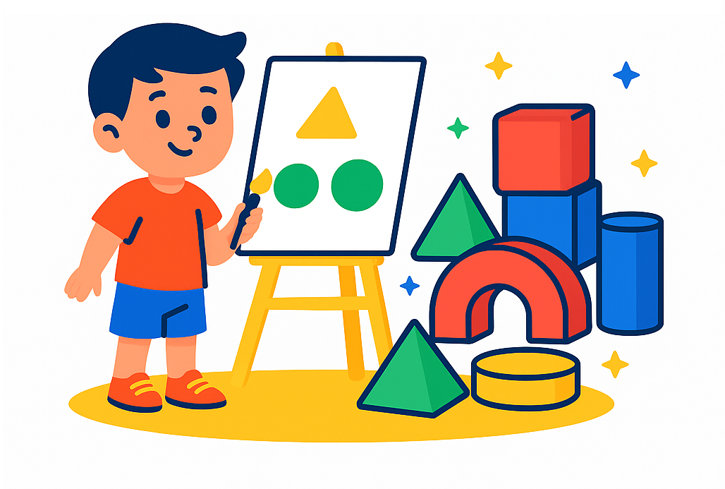 درس الأشكال والألوان للأطفال (دوائر، مربعات، ألوان مبهجة)